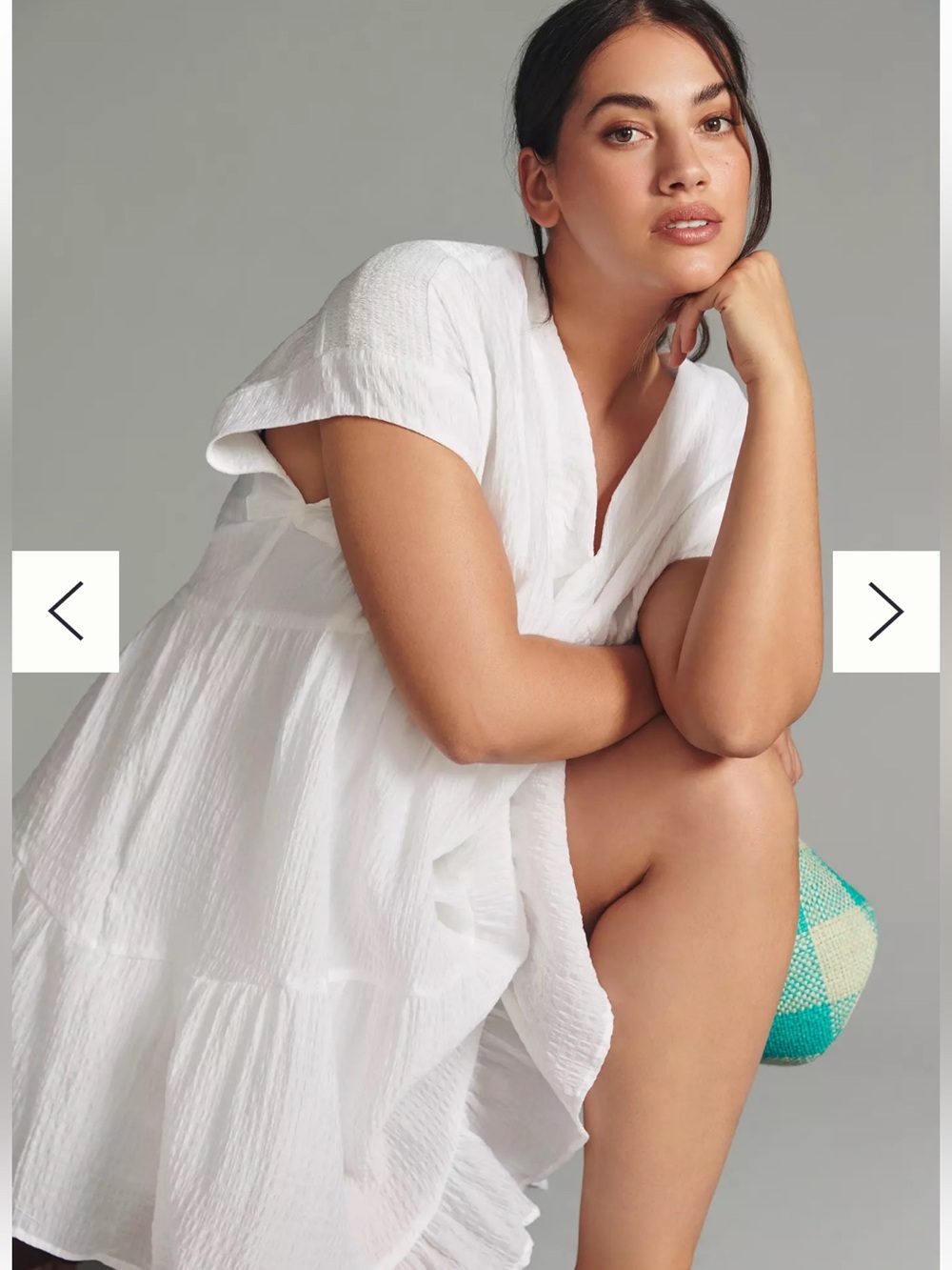 Maeve by Anthropologie size L White V-Neck Tiered Juliet crinkle gauze dress